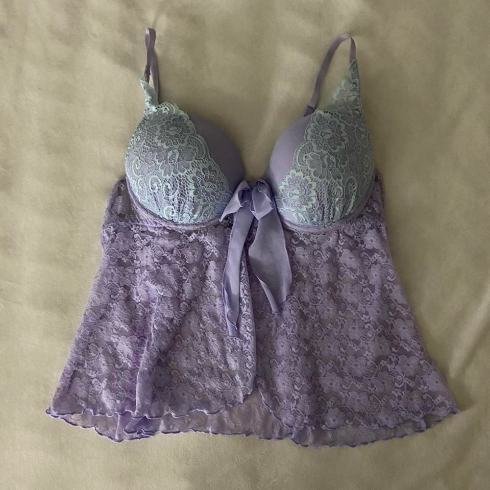 Vintage Y2K Babydoll Fairycore Semi Sheer
Lilac Lace Top